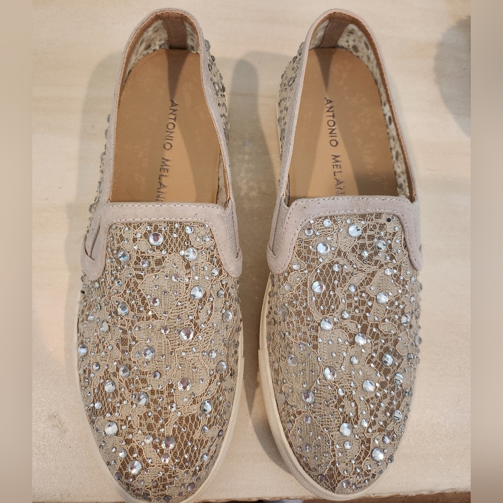 Antonio Melani Beige Embellished Women's Shoes